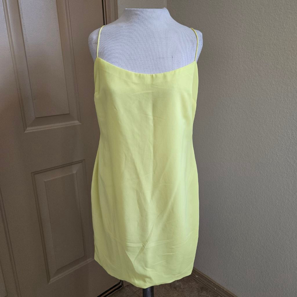 Marchesa Notte Yellow Slip Spaghetti Strap Dress Size 10